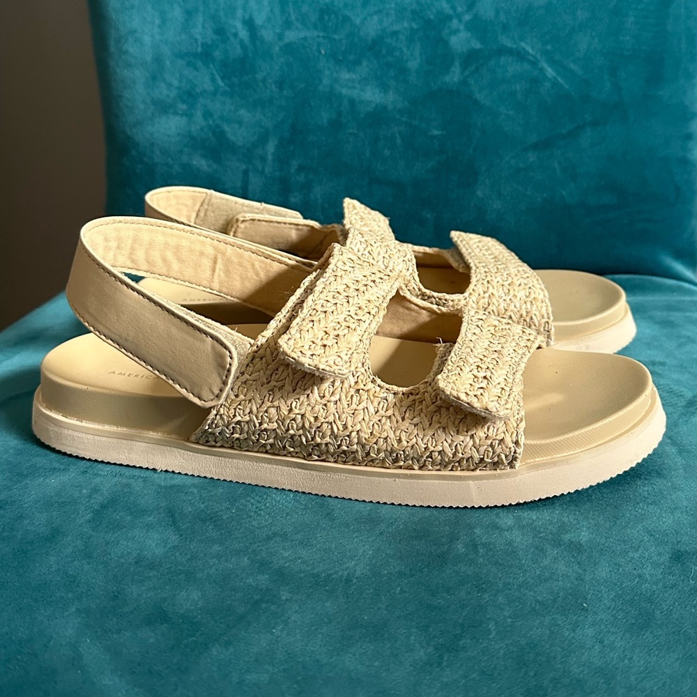 AE Raffia Slingback Velcro Sandals - Size 8 - Picture 4 of 7